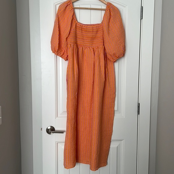 Nobody’s Child Orange and Pink Stripe Midi Dress - Picture 5 of 6